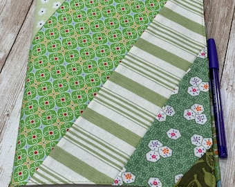 Green Fabric Quilted Composition Book Cover: Unique Journal