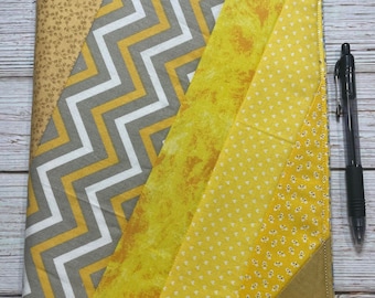 Quilted Fabric Composition Book Cover: Yellow Journal Protector