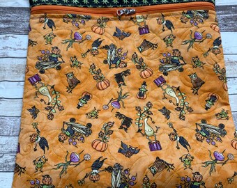 Fall Halloween Teresa Kogut Fabric Project Bag | Quilted Cross Stitch Project Bag | Needlework Bag| PB339