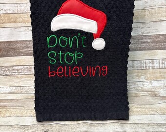 Embroidered Waffle Kitchen Towel: Christmas Funny Dishtowel | ET170