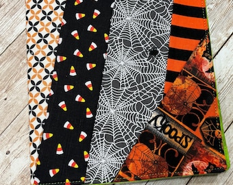 Halloween Fabric Composition Book Cover: Handmade Quilted Notebook