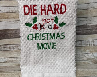 Embroidered Waffle Kitchen Towel: Christmas Funny Dishtowel |ET172