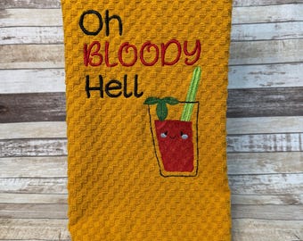 Embroidered Kitchen Towel | Tea Towel | Kitchen Towel | Bloody Mary | ET109