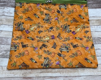 Fall Halloween Teresa Kogut Fabric Project Bag | Quilted Cross Stitch Project Bag | Needlework Bag| PB343