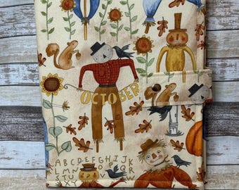Cross Stitch Project Folio | Teresa Kugut Scarecrow Fabric | Project Bag | Craft Folio | Craft Bag | Project Bag | Size Medium |PB103