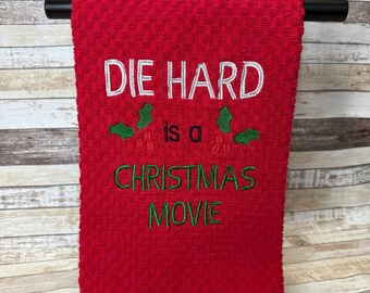 Embroidered Waffle Kitchen Towel: Christmas Funny Dishtowel | ET 148