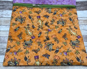 Fall Halloween Teresa Kogut Fabric Project Bag | Quilted Cross Stitch Project Bag | Needlework Bag| PB345