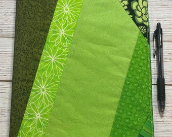 Green Fabric Quilted Book Cover: Composition Notebook Protector