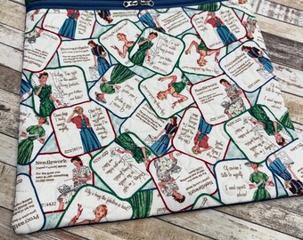 Vintage Woman Project Bag | Cross Stitch Project Bag | Cross Stitch Quilted Needlework Bag | PB335