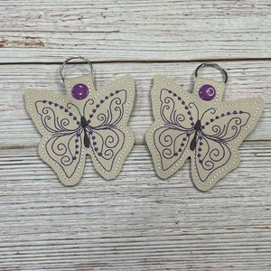 Purple Butterfly Keychain  |  Snaptab | Backpack Tag | Keyfob