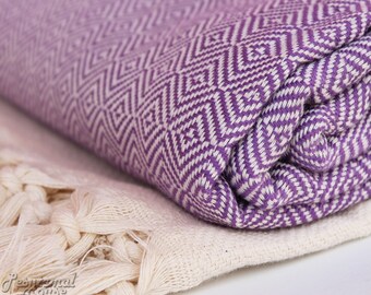 Set of 2 Fouta 100% Cotton Extra HIGH Quality Hamam towel beach towel hammam peshtemal Turkish Towel BAKLAVA Lilac
