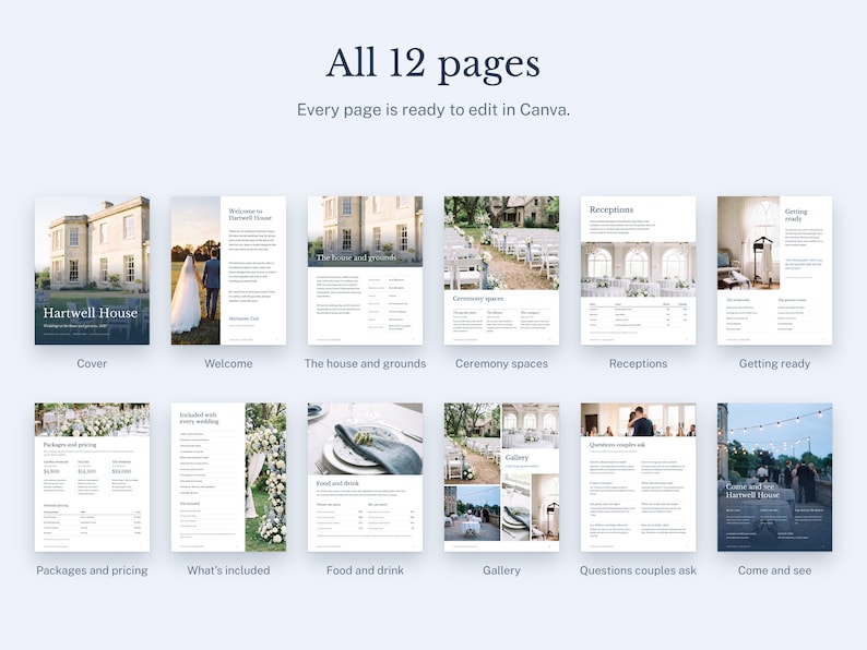 Wedding Venue Brochure Template, Editable Canva Venue Pricing Guide ...