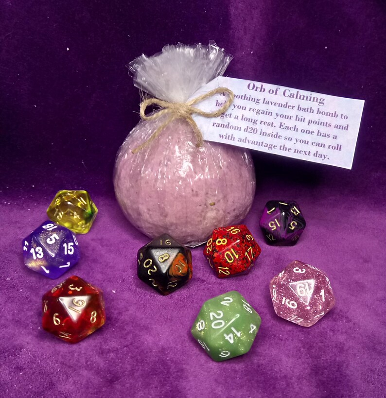 Orb of Calming Soothing Bathbomb With Random D20 image 1