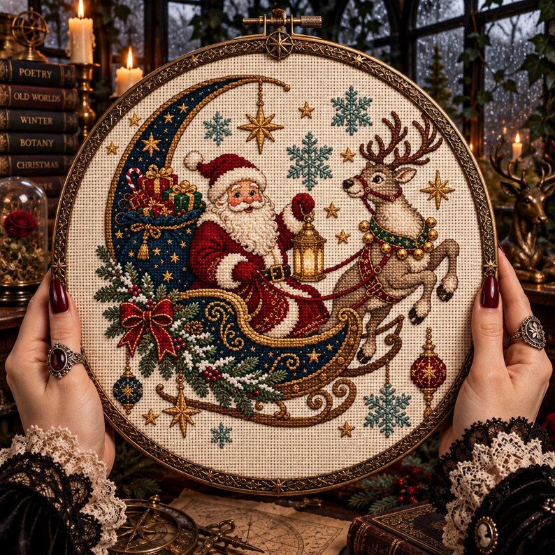 Christmas Embroidery Pattern for DIY Holiday Wall Art Cross Stitch - Etsy