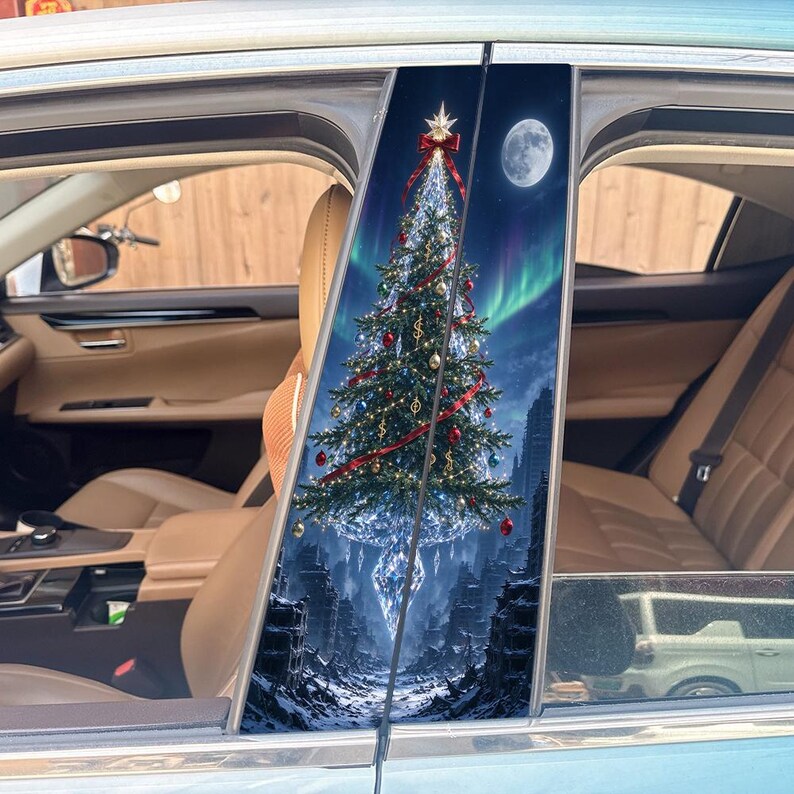 Christmas Car Door Pillar Decal Set Holiday Window Clings Removable ...