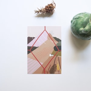 Across French countryside postcard