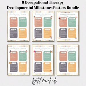 Developmental Milestone Posters for OTs | Child Development Quick Reference | Paediatric Occupational Therapy Resource | Therapy Room Decor