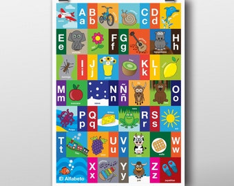 SPANISH Alphabet Poster, Instant Download