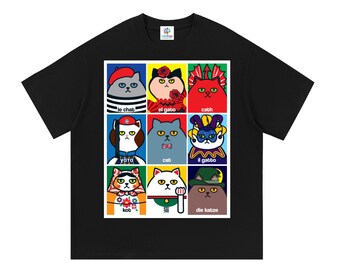 Adult Multilingual Cat T-Shirt – Fun Language Learning Tee
