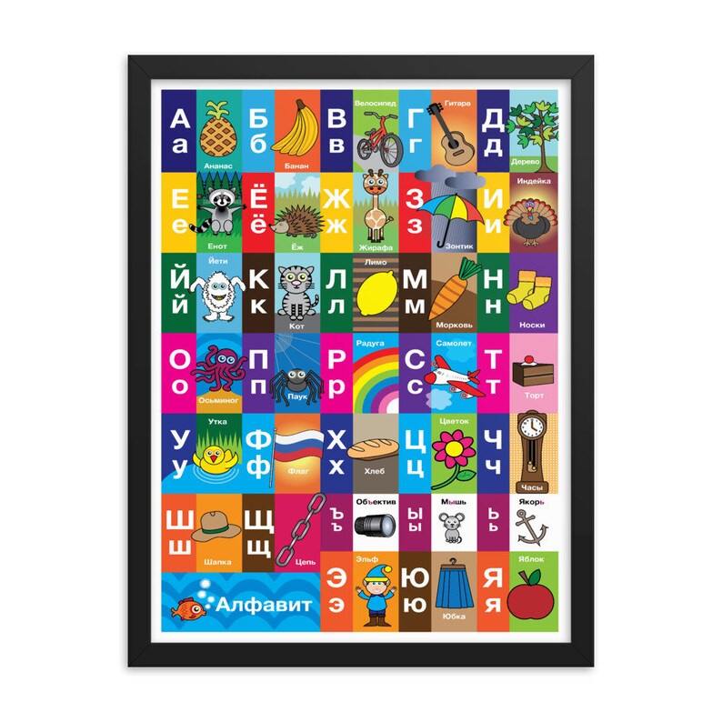 childrens russian alphabet wall print etsy
