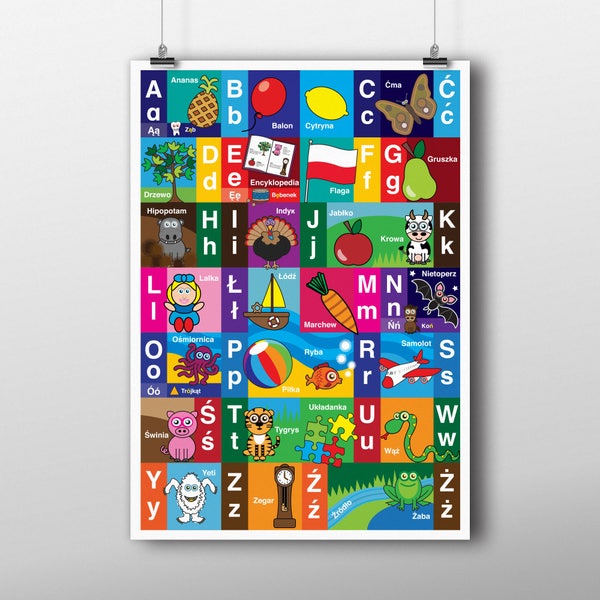 POLISH Alphabet Poster, Instant Download