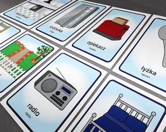POLISH Flash Cards, Household, Instant Download
