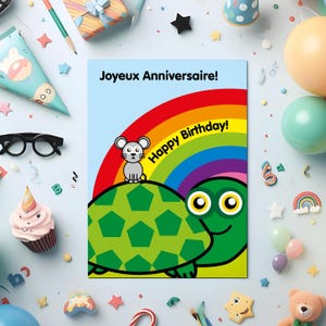 Cartes d'anniversaire BILINGUES : français grec polonais italien espagnol