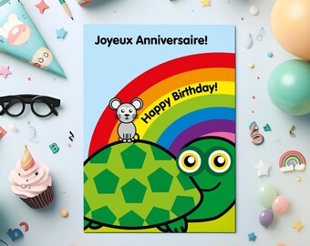 BILINGUAL birthday cards: French Greek Polish Italian Spanish