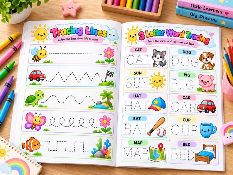 Toddler Tracing Book Printable, Pen Control Worksheet, Alphabet ...