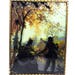 Vintage Silhouette Picture - Reverse Painted Victorian Courting Couples Convex Glass