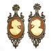 Vintage Pair Cameo Venezia 6571 Wall Art - Arabesque - Burwood Products - Beautiful Cameo Wall Art - Excellen Condition! Ornate Gold Frame