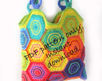 Crochet bag photo tutorial. Instant download. Crochet cotton purse. Optional lining. Tote bag. Market bag. Work bag. Book bag.