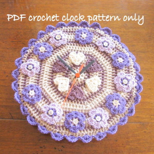 Clock crochet pattern. Quirky clock pattern. Photo tutorial. PDF instant download.