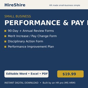 Small Business Performance Review Templates | 90-Day, Annual, PIP, Pay Change (Digital Download)