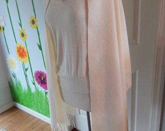 Hand Woven Vanilla Wool/Silk Shawl