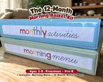 Morning Basket Kit for Toddlers and Children Ages 2-5, Homeschool Printables, Preschool and Kindergarten Prep Activity Pages Parent Guide