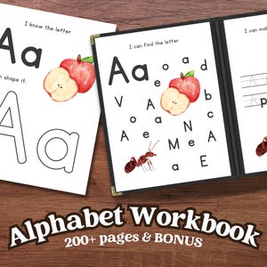 Alphabet Arbeitsbuch, Homeschool ABC Morgenmenü, druckbare Brief Aktivitäten, Vorschule Kindergarten Ablauf, Kinder lernen ABCs