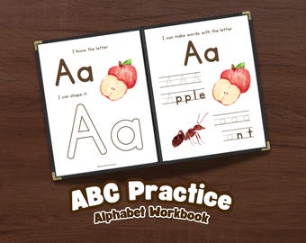Preschool Alphabet Tracing System, Letter Recognition Worksheets, Early Literacy Workbook (Instant Download)