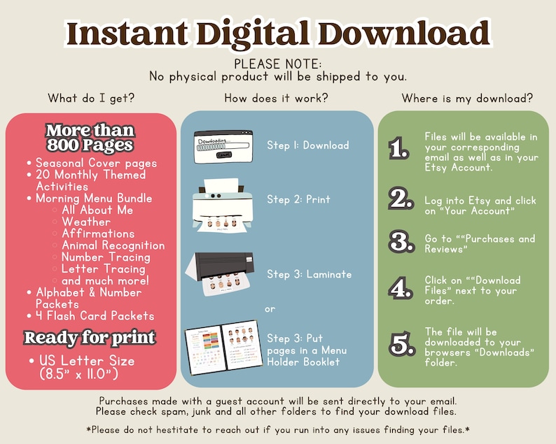 Puede incluir: Infograf&iacute;a para una descarga digital instant&aacute;nea. Detalla el contenido, el proceso y la ubicaci&oacute;n de la descarga. La descarga incluye m&aacute;s de 800 p&aacute;ginas de actividades tem&aacute;ticas, listas para imprimir en tama&ntilde;o US Letter (21,6 x 27,9 cm).
