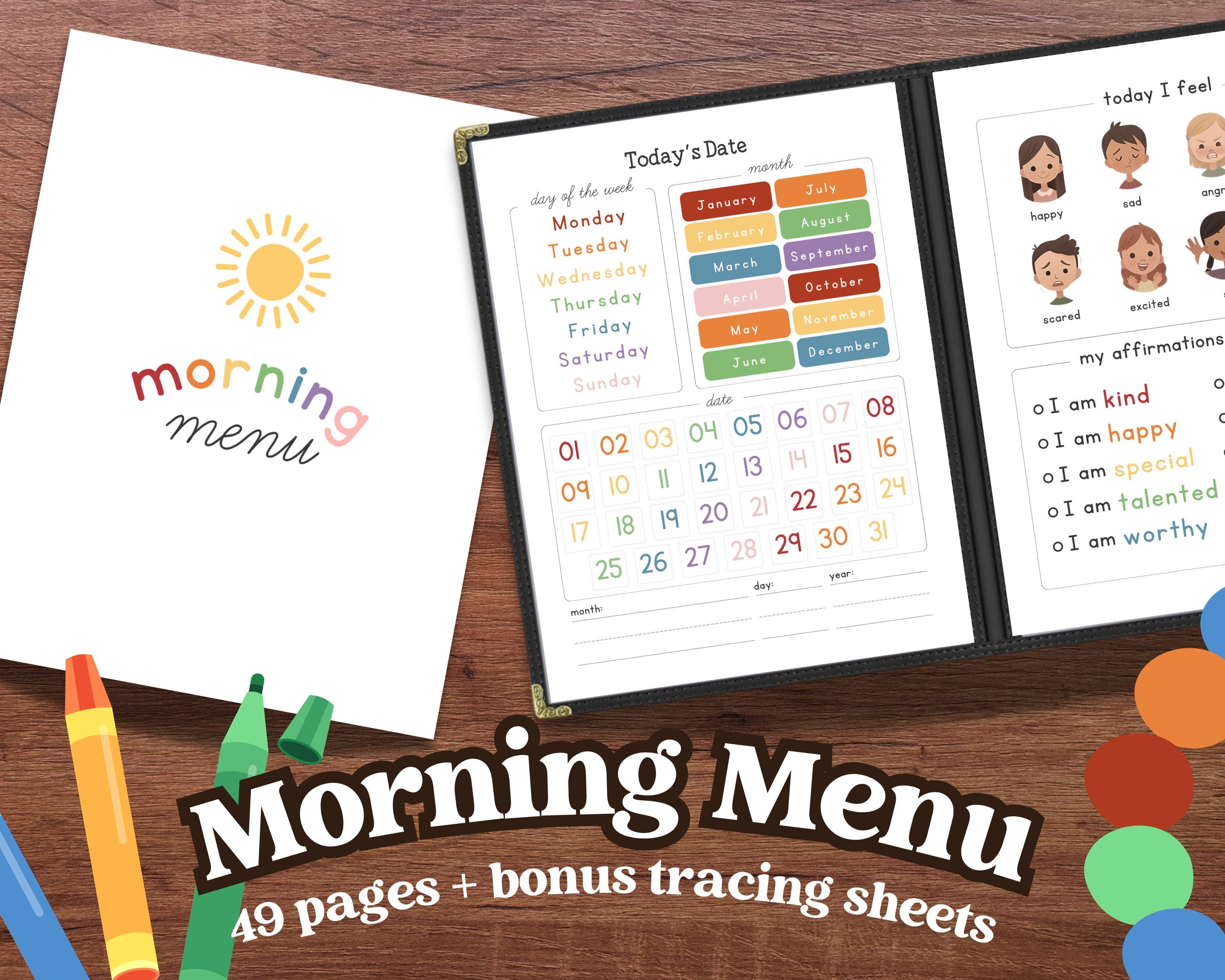 Homeschool Morning Menu Printable Morning Time Activities Preschool