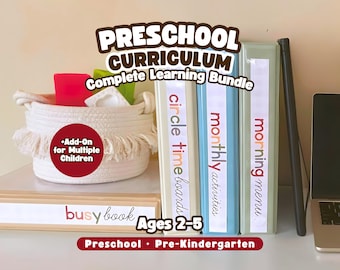 Currículo de educación en casa para niños pequeños, aprendizaje preescolar personalizado imprimible para edades de 2 a 5 años, menú matutino, cesta matutina, hora del círculo, libro de actividades