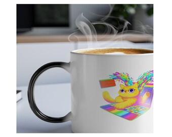 Programmer Cat Magic Mug Dopamine, Funny Color Changing Coffee Mug, My Cat Shipped It, Cute Coding Gift