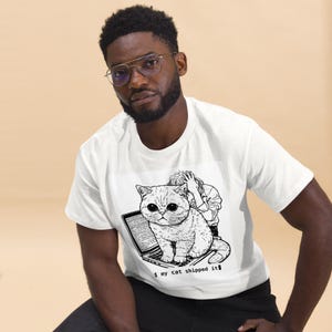 Camiseta "Gato Programador", Camiseta Divertida com Gato Rabugento para Programador, Camiseta para Engenheiro de Software, Presente para Amante de Gatos Desenvolvedores, Presente para Programador, Presente para Mãe de Gato imagem 4