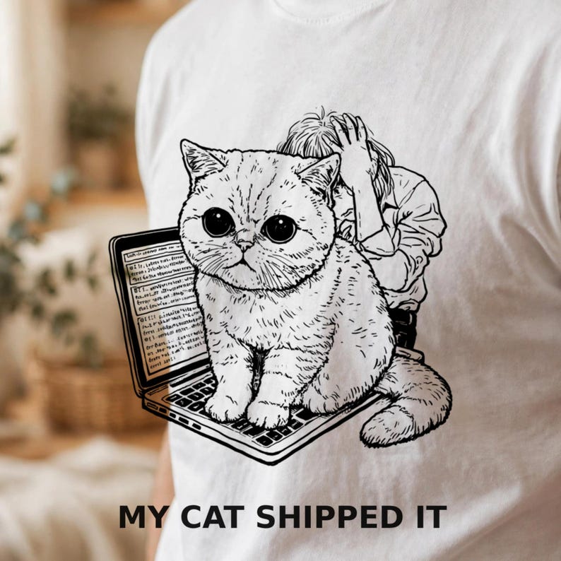 Camiseta "Gato Programador", Camiseta Divertida com Gato Rabugento para Programador, Camiseta para Engenheiro de Software, Presente para Amante de Gatos Desenvolvedores, Presente para Programador, Presente para Mãe de Gato imagem 2
