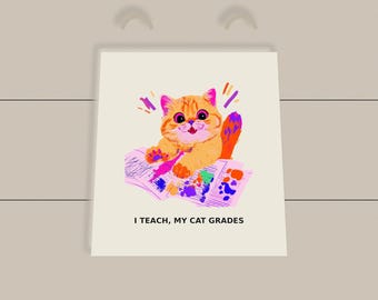 Teacher Cat Tote Bag, Cute Dopamine Cat Teacher Tote, Teacher Appreciation Gift, Cat Lover Teacher Bag Cat Mom Gift