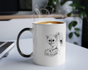 Teacher Cat Magic Mug, Funny Sarcastic Color Changing Coffee Mug, I Teach My Cat Grades, Teacher Appreciation Gift