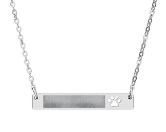 Personalized Not Cute Just Honest Paw Necklace, Funny Pet Lover Gift, Sarcastic Dog Mom Cat Mom Jewelry, Engraved Paw Bar Necklace