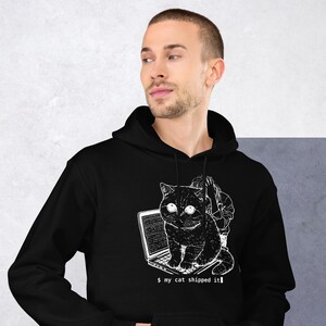Programmer Cat Hoodie, Funny Grumpy Cat Coder Hooded Sweatshirt, Software Engineer Gift, Developer Feline Lover Hoodie, Cat Mom Gift