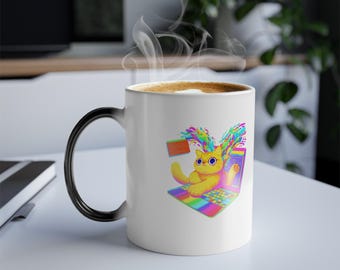 Programmer Cat Magic Mug Dopamine, Funny Color Changing Coffee Mug, My Cat Shipped It, Cute Coding Gift