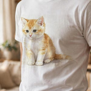 Watercolor Kitten T-Shirt, Cute Orange Kitten Tee, Watercolor Cat Shirt, Kitten Lover Gift, Bella Canvas 3001